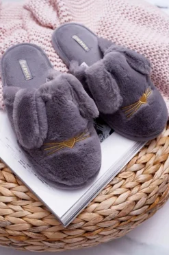 Sale Boto Papcie Damskie Z Futerkiem I Uszkami Szare Semmi