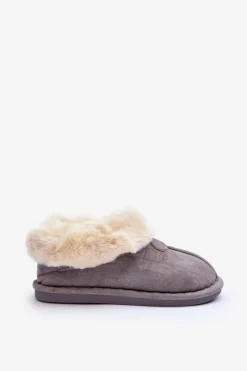 Damskie Boto Papcie Damskie Z Futerkiem Szare Lanoze