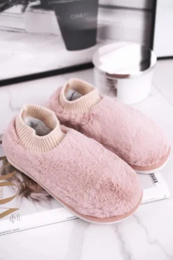 Damskie Boto Papcie Damskie Z Futerkiem I Skarpetką Różowe Yeti