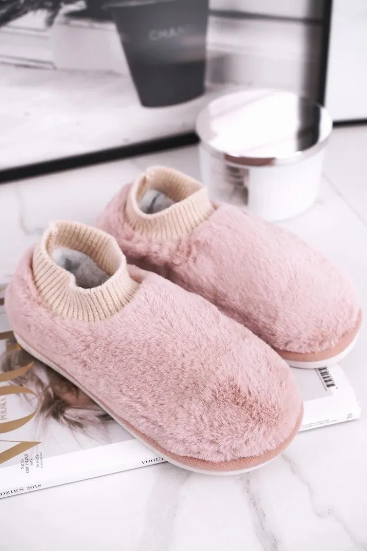 Damskie Boto Papcie Damskie Z Futerkiem I Skarpetką Różowe Yeti