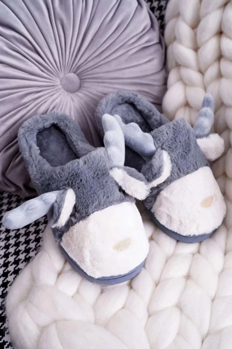 Online Boto Papcie Damskie Z Futerkiem Renifery Szare Deff