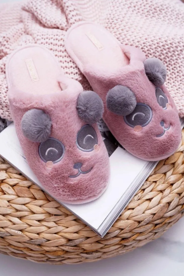 Damskie Boto Papcie Damskie Z Futerkiem Pandy Ciemny Róż Fimeo