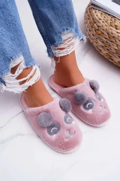 Damskie Boto Papcie Damskie Z Futerkiem Pandy Ciemny Róż Fimeo