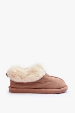 Boto Kapcie Klasyczne*Papcie Damskie Z Futerkiem Beżowe Lanoze Beżowy