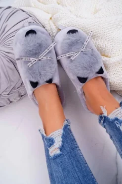 Online Boto Papcie Damskie Z Futerkiem Kotek Szare Kitty