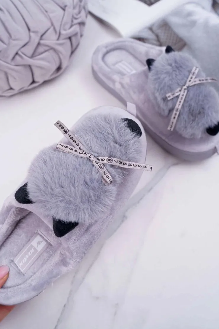 Online Boto Papcie Damskie Z Futerkiem Kotek Szare Kitty