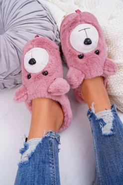 Boto Kapcie Klasyczne*Papcie Damskie Z Futerkiem Miś Różowe Bear
