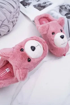 Boto Kapcie Klasyczne*Papcie Damskie Z Futerkiem Miś Różowe Bear