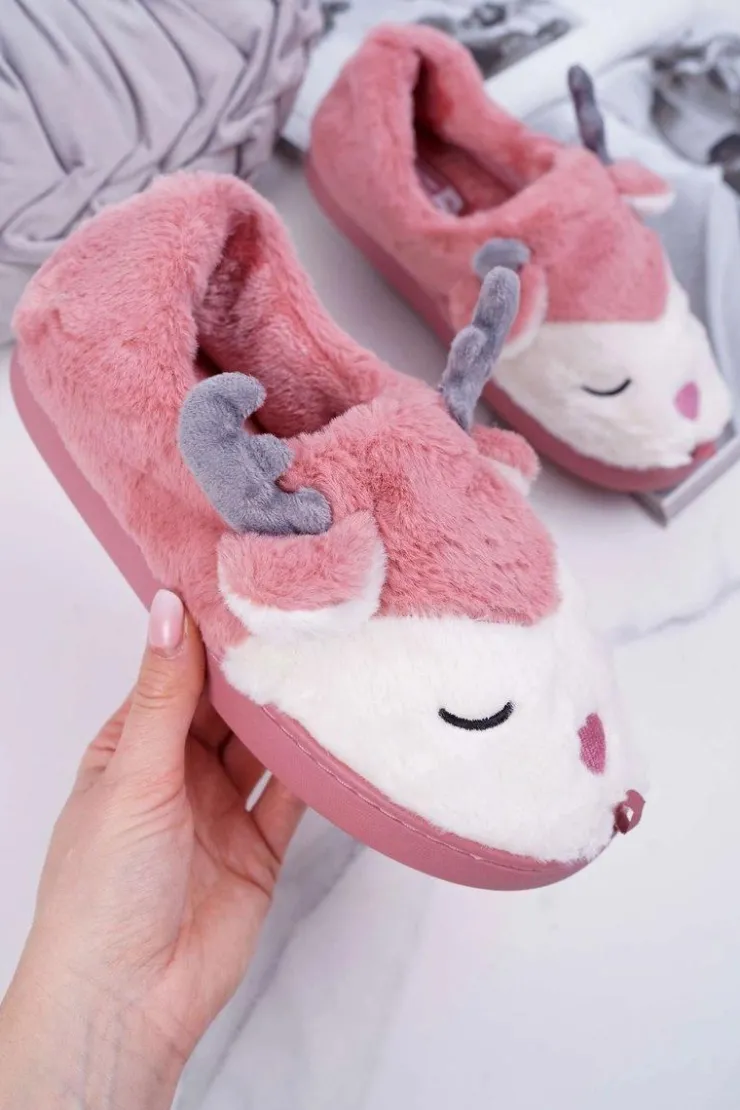 Best Boto Papcie Damskie Z Futerkiem Renifery Ciemny Róż Reindeer