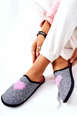 Damskie Big Star Shoes Papcie Domowe Panto Fino II267010 Szaro-Różowe