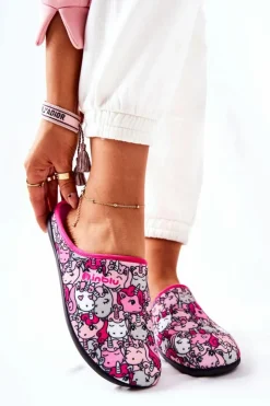 BEFADO Kapcie Klasyczne|Klapki Damskie Klasyczne*Papcie Klapki Jednorożce 155D201 Różowe