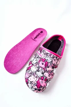 BEFADO Kapcie Klasyczne|Klapki Damskie Klasyczne*Papcie Klapki Jednorożce 155D201 Różowe