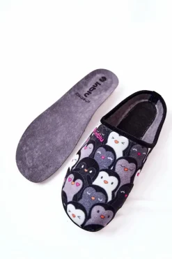 BEFADO Kapcie Klasyczne|Klapki Damskie Klasyczne*Papcie Klapki Pingwinki 155D202 Czarne