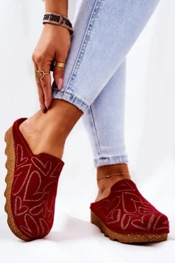 Damskie INBLU Papcie Klapki Profilaktyczne DK07-016 Czerwone