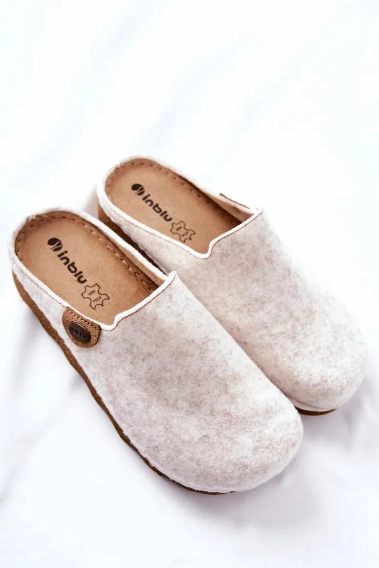 INBLU Kapcie Klasyczne|Klapki Damskie Klasyczne*Papcie Klapki Profilaktyczne DK06 002 Beżowe