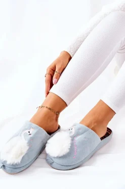 Damskie Boto Papcie Ocieplane Łabędź Niebieskie Reya