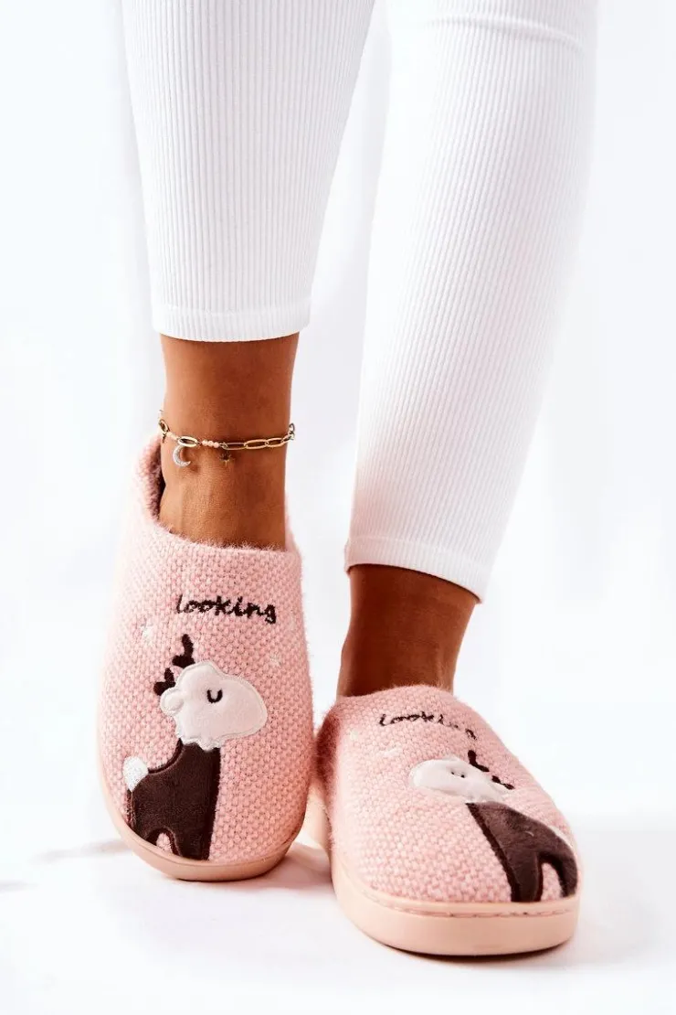 Damskie Boto Papcie Ocieplane Renifer Jasnoróżowe Jilly