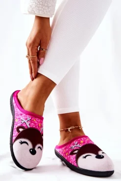 Boto Kapcie Klasyczne*Papcie Ocieplane Renifer Różowe Taffy