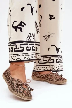 Outlet Zazoo Płaskie Baleriny Z Naturalnej Skóry Panterka 10179 Brązowe Brązowy