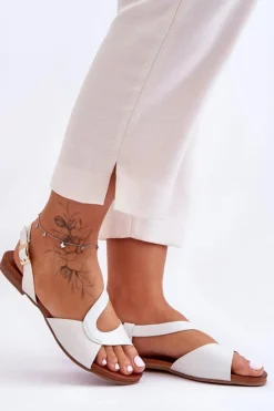 Damskie buty S.Barski Sandały Płaskie*Płaskie Damskie Sandały S.Barski 541-22 Srebrne