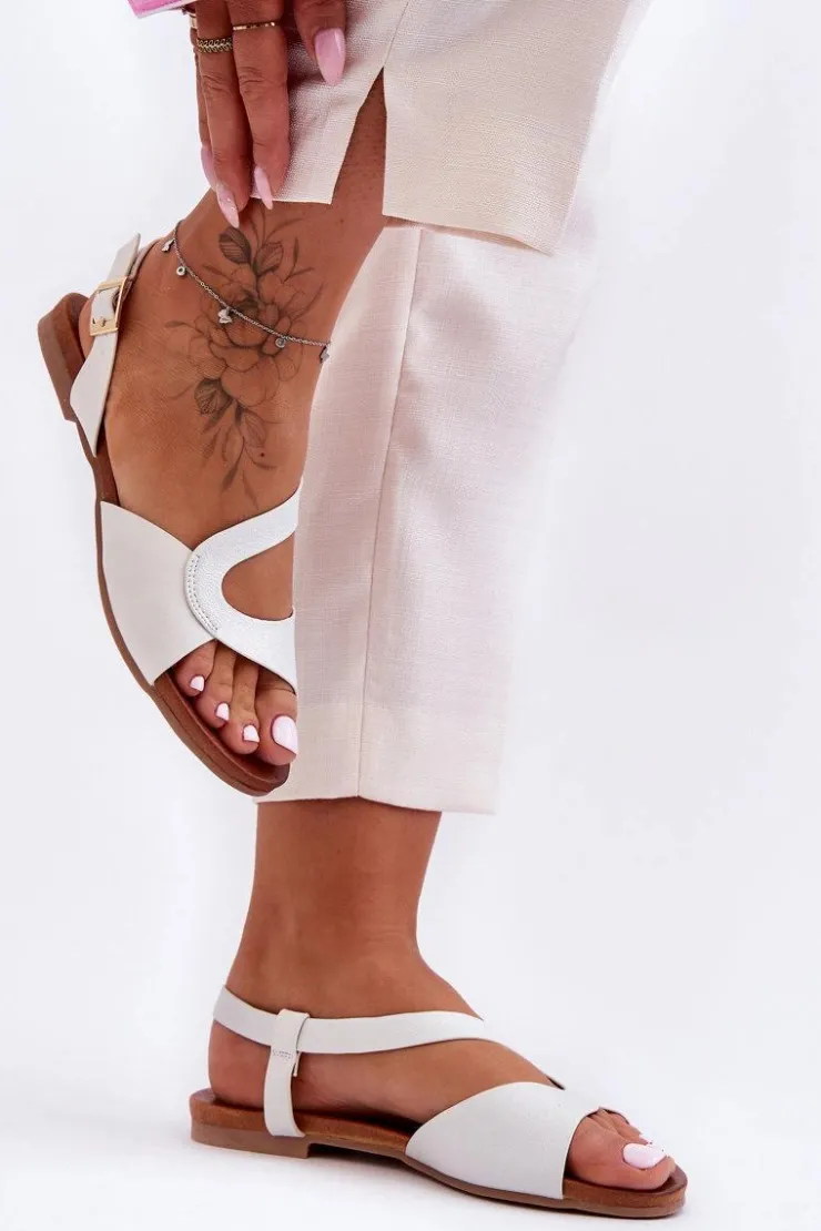 Damskie buty S.Barski Sandały Płaskie*Płaskie Damskie Sandały S.Barski 541-22 Srebrne