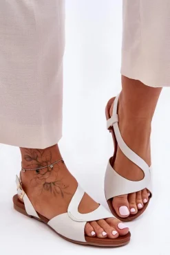 Damskie buty S.Barski Sandały Płaskie*Płaskie Damskie Sandały S.Barski 541-22 Srebrne