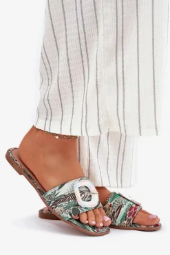 Damskie Boto Płaskie Klapki Damskie Z Ozdobną Klamrą Multikolor Clariola