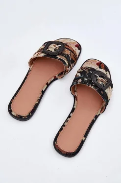 Boto Klapki Damskie Klasyczne*Płaskie Klapki Damskie Z Ozdobną Klamrą Czarne Clariola Czarny