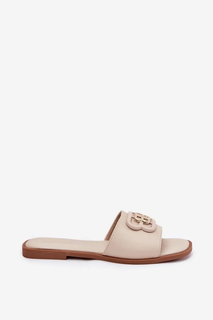 Boto Klapki Damskie Klasyczne*Płaskie Klapki Damskie Z Ozdobnym Detalem Beżowe Nenitta Beżowy