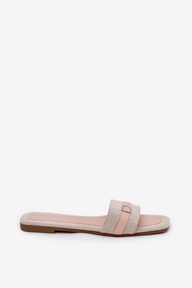 Best Boto Płaskie Klapki Damskie Z Paskiem I Sprzączką Beżowe Zilina Beżowy