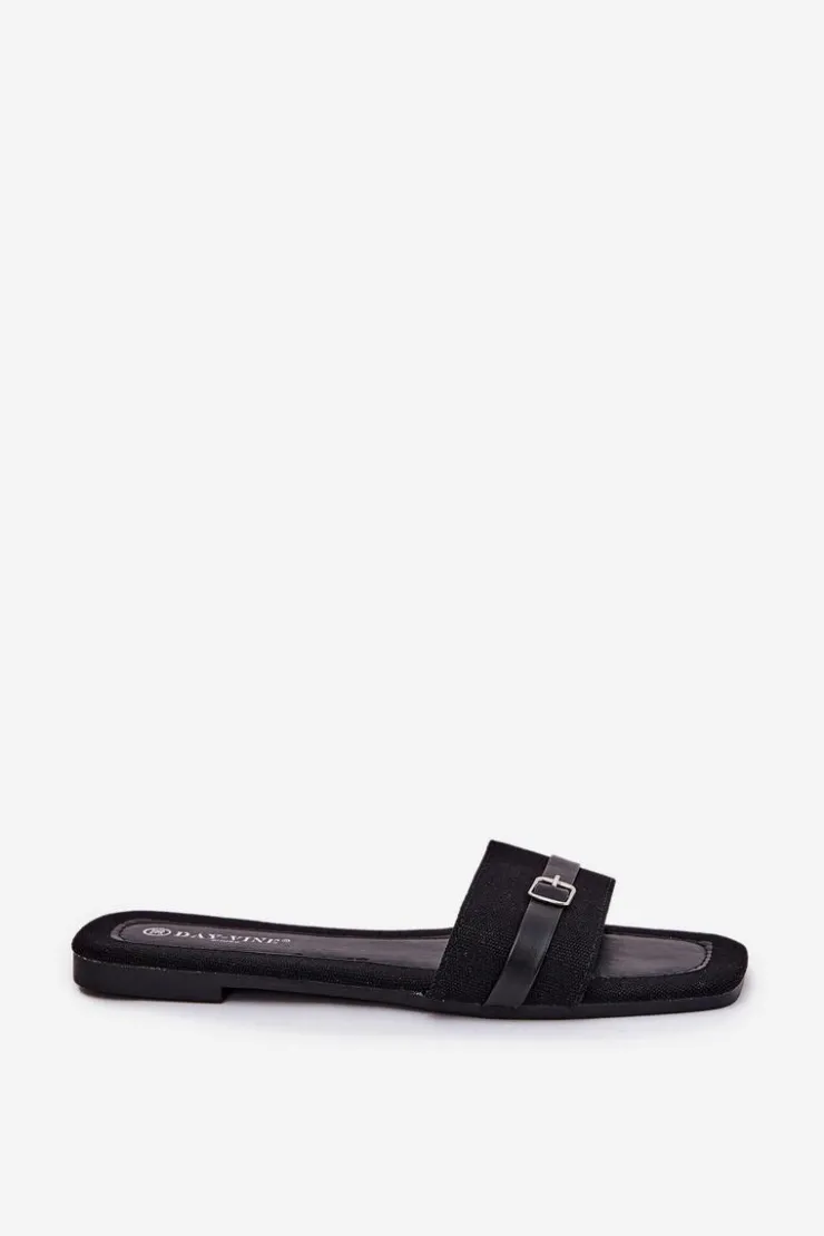 Boto Klapki Damskie Klasyczne*Płaskie Klapki Damskie Z Paskiem I Sprzączką Czarne Zilina Czarny