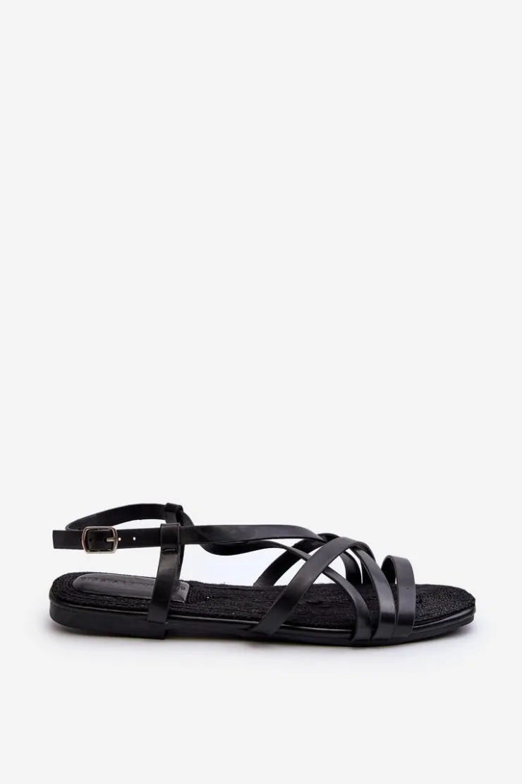 Big Star Shoes Sandały Big Star|Sandały Płaskie*Płaskie Sandały Damskie Big Star NN274011 Czarne