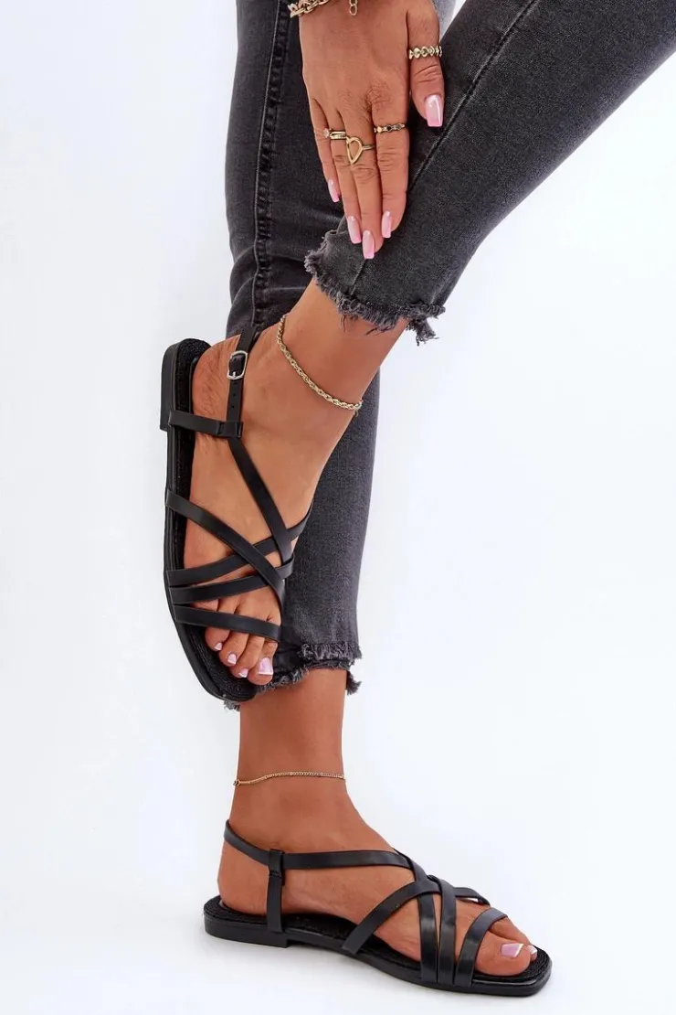 Big Star Shoes Sandały Big Star|Sandały Płaskie*Płaskie Sandały Damskie Big Star NN274011 Czarne