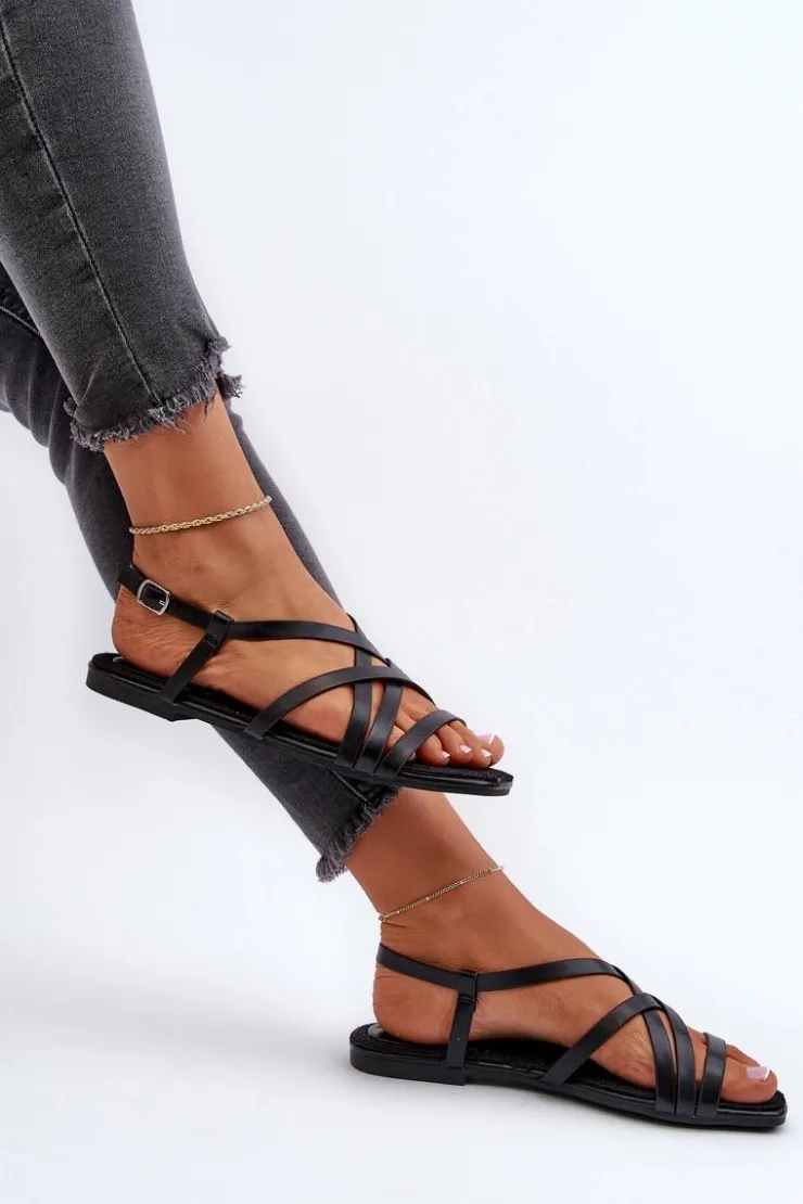 Big Star Shoes Sandały Big Star|Sandały Płaskie*Płaskie Sandały Damskie Big Star NN274011 Czarne