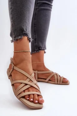 Big Star Shoes Sandały Big Star|Sandały Płaskie*Płaskie Sandały Damskie Big Star NN274012 Beżowe Beżowy