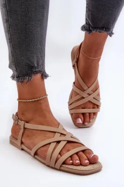 Big Star Shoes Sandały Big Star|Sandały Płaskie*Płaskie Sandały Damskie Big Star NN274012 Beżowe Beżowy