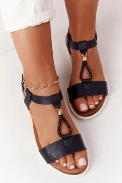 Evento Sandały Płaskie*Płaskie Sandały Damskie Czarne Willow