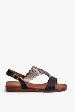 Buty Sergio Leone Sandały Płaskie*Płaskie Sandały Damskie Sergio Leone SK070H Czarne