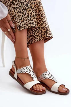 Sale Buty Sergio Leone Płaskie Sandały Damskie Sergio Leone SK070H Białe