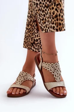 Damskie Buty Sergio Leone Płaskie Sandały Damskie Sergio Leone SK070H Złote