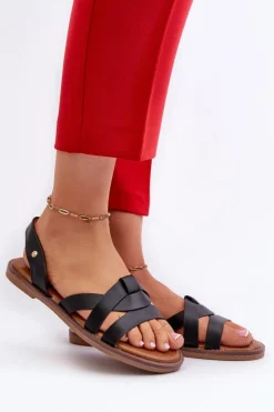 Buty damskie Vinceza Sandały Płaskie*Płaskie Sandały Damskie Z Eko Skóry Vinceza 17347 Czarne