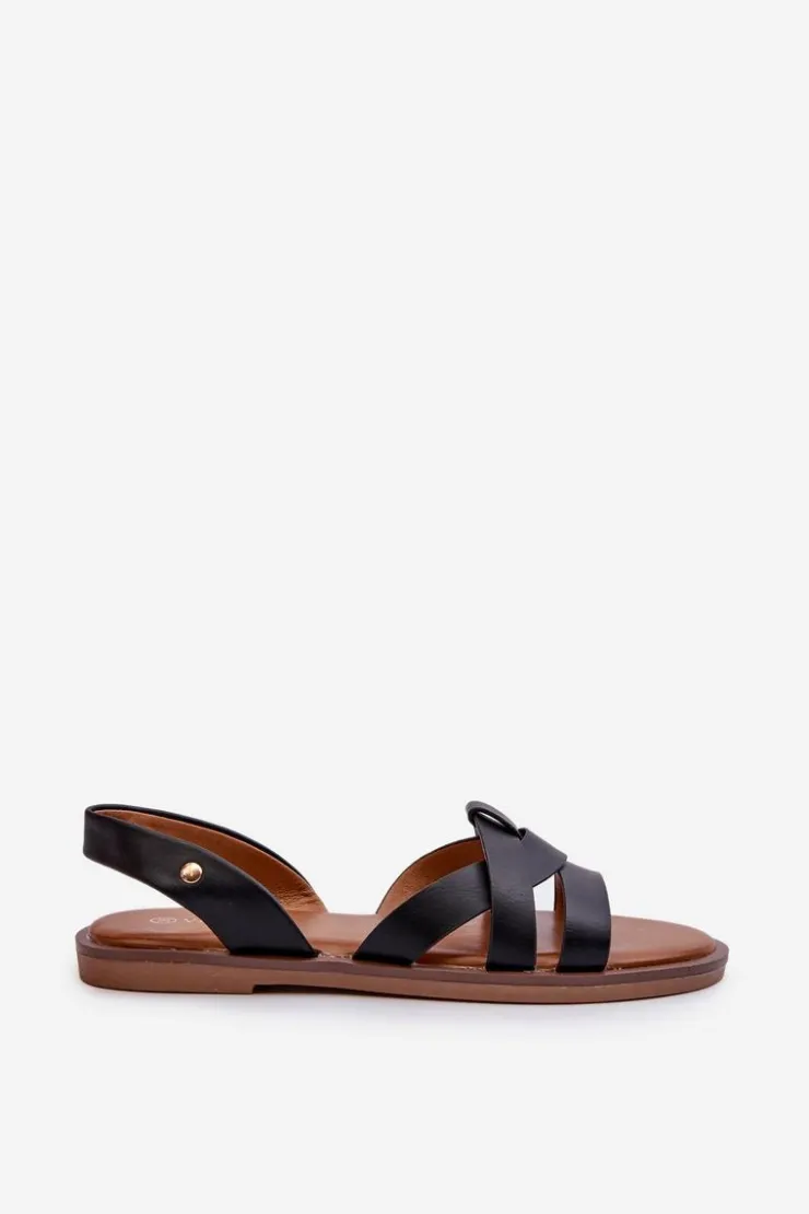 Buty damskie Vinceza Sandały Płaskie*Płaskie Sandały Damskie Z Eko Skóry Vinceza 17347 Czarne