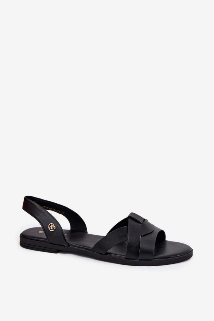 Evento Sandały Płaskie*Płaskie Sandały Damskie Z Eko Skóry Czarne Illoria Czarny