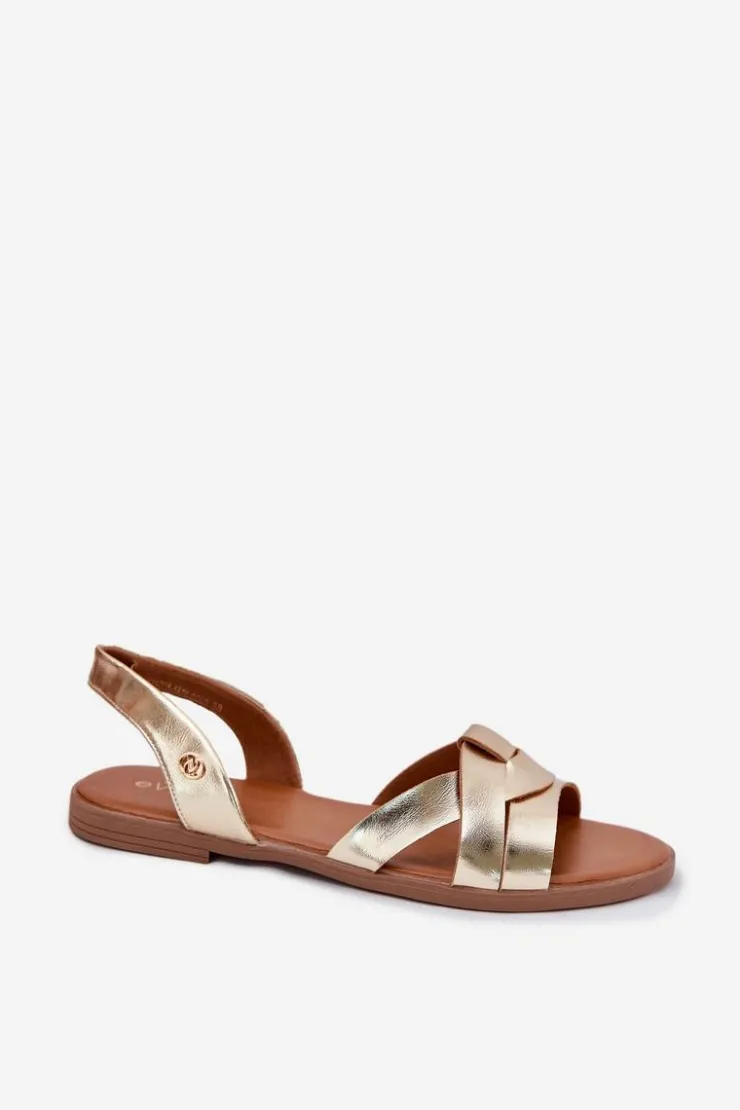New Evento Płaskie Sandały Damskie Z Eko Skóry Złote Illoria