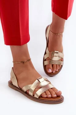 Damskie Buty damskie Vinceza Płaskie Sandały Damskie Z Eko Skóry Vinceza 17347 Złote