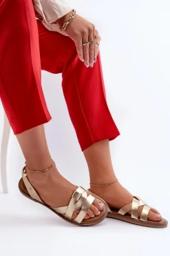 Damskie Buty damskie Vinceza Płaskie Sandały Damskie Z Eko Skóry Vinceza 17347 Złote