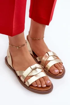 Damskie Buty damskie Vinceza Płaskie Sandały Damskie Z Eko Skóry Vinceza 17347 Złote