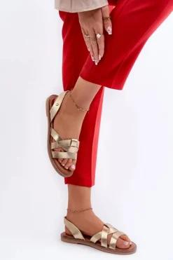 Damskie Buty damskie Vinceza Płaskie Sandały Damskie Z Eko Skóry Vinceza 17347 Złote