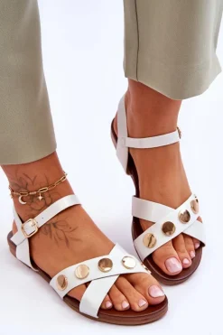 Damskie buty S.Barski Sandały Płaskie*Płaskie Sandały S.Barski KV-5541-35 Biało-Srebrne