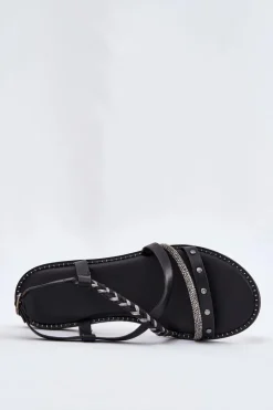 Damskie Buty damskie Vinceza Płaskie Sandały Z Ozdobnymi Paskami Vinceza 17379 Czarne